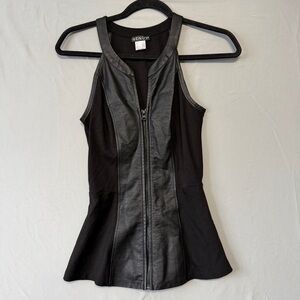 Venus Womens Vegan Leather Zip Front Vest Top Size XS Black Biker Baddie Edgy